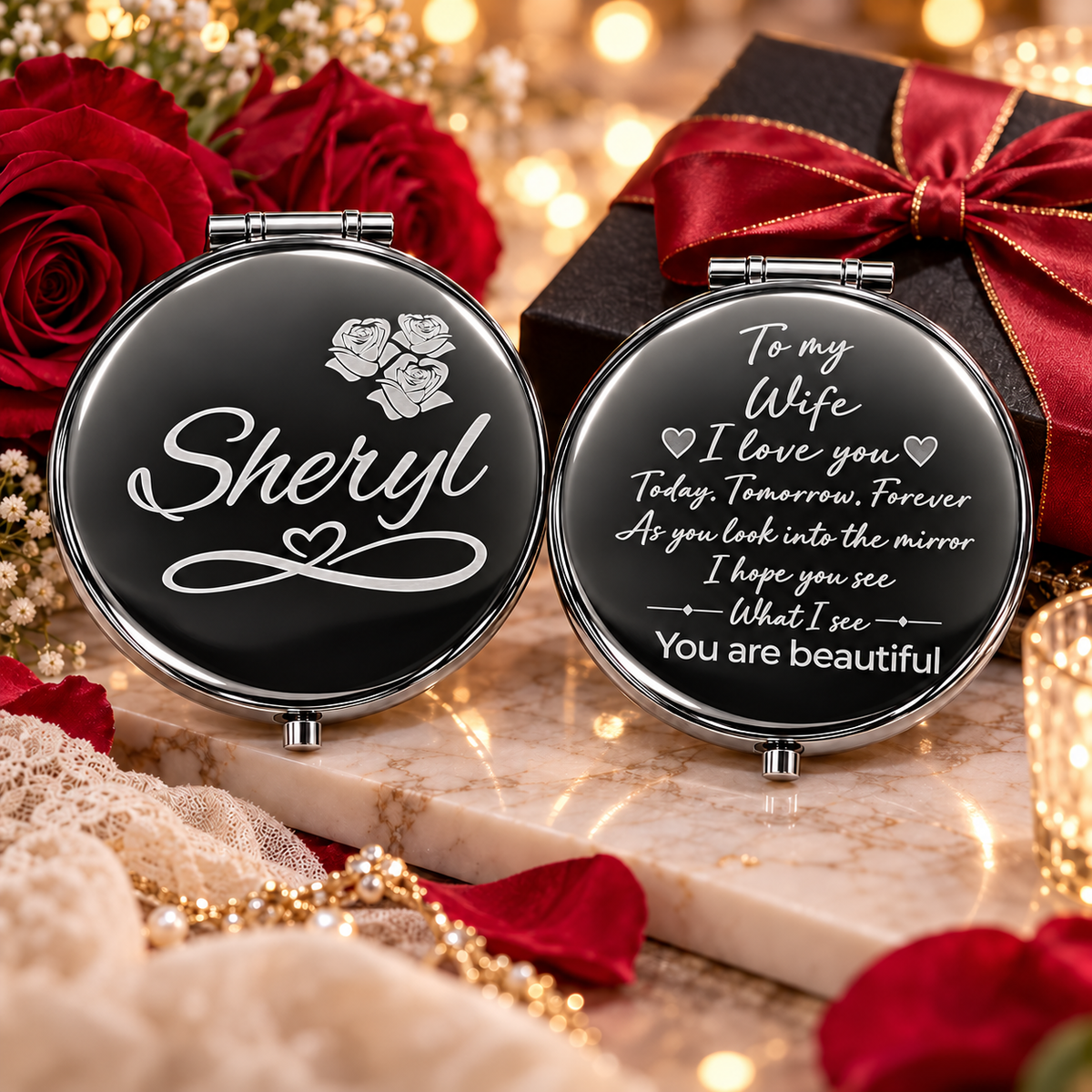 Personalized Engraved Compact Mirror