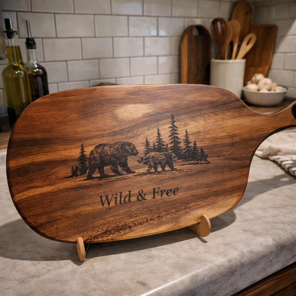 Black Walnut Engraved Serving Board Set